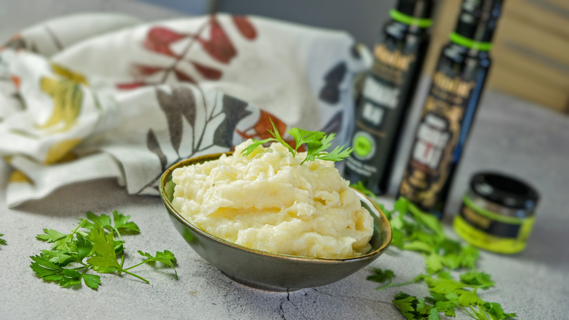 Omega-3 Kartoffelpüree mit Lein- und Räuchöl