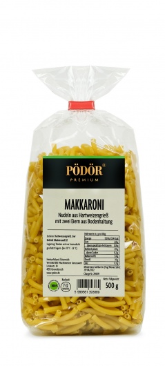 Makkaroni - Nudeln aus Hartweizengrieß mit zwei Eiern aus Bodenhaltung