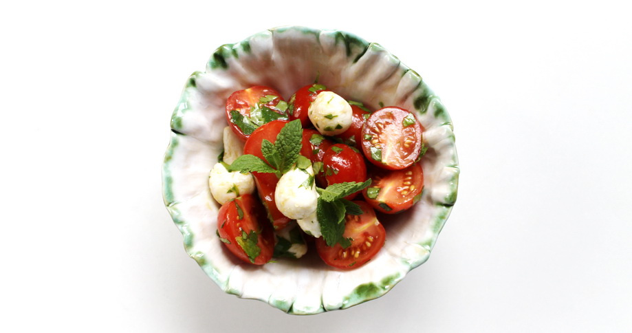 Tomatensalat mit Minze und Pistazienöl